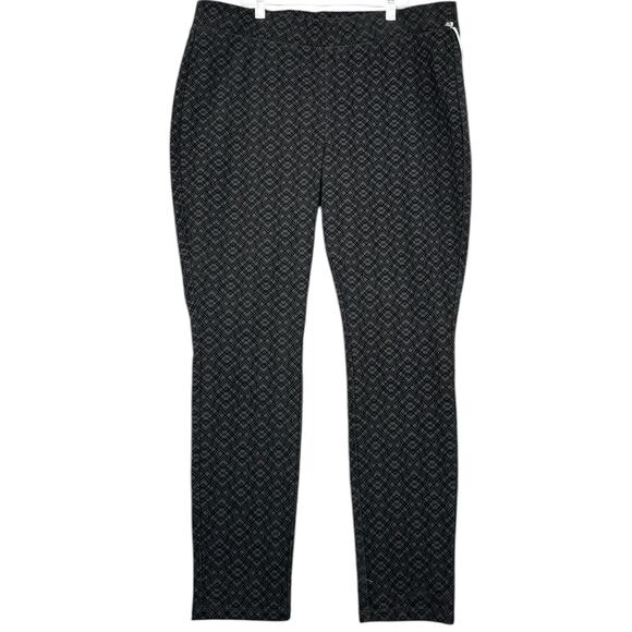 NYDJ Black Geometric Velvet Pattern Art Deco Pants Pull‎ On Womens Size 16 - Picture 1 of 11